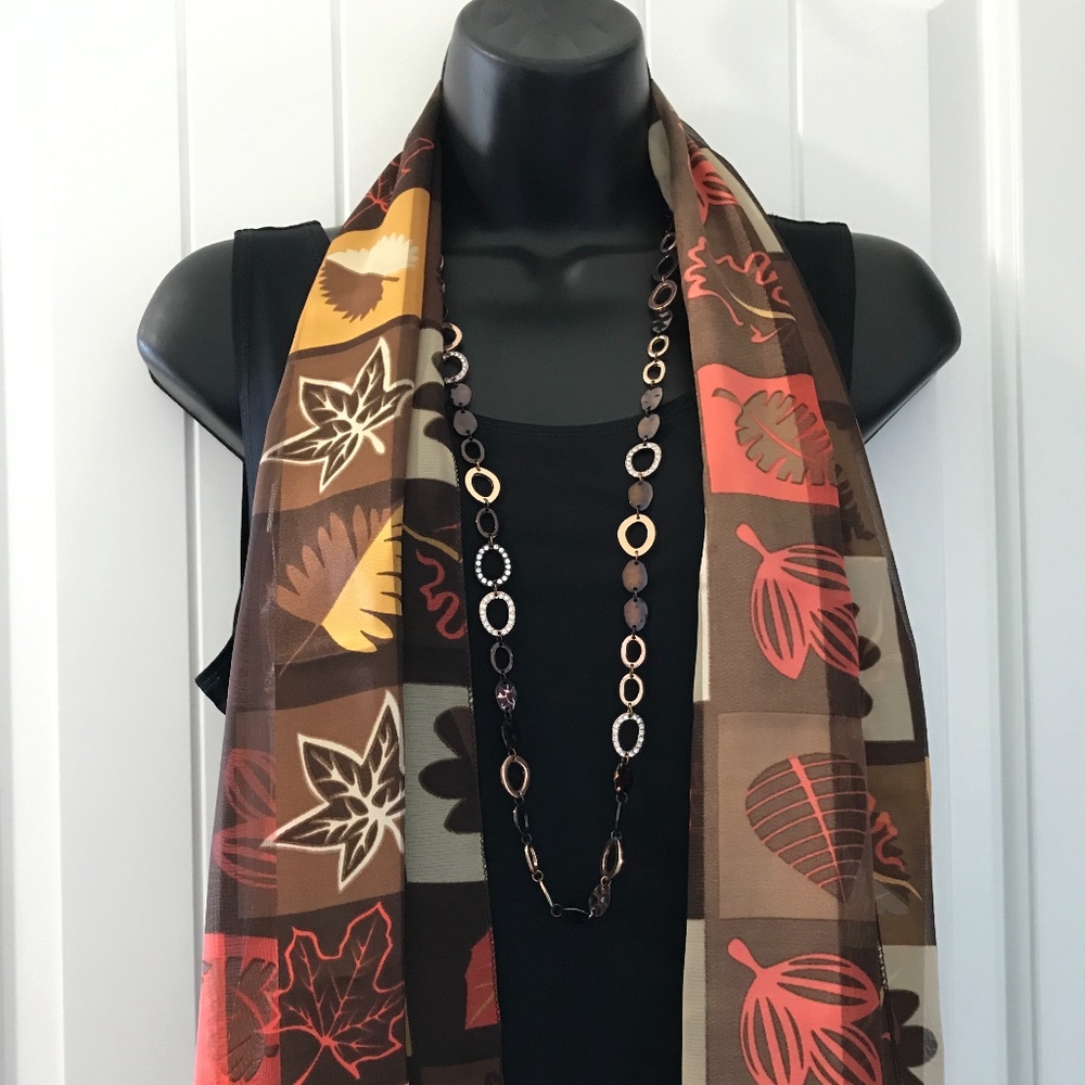 Silky & Sheer Fall Leaf Scarf-NWT